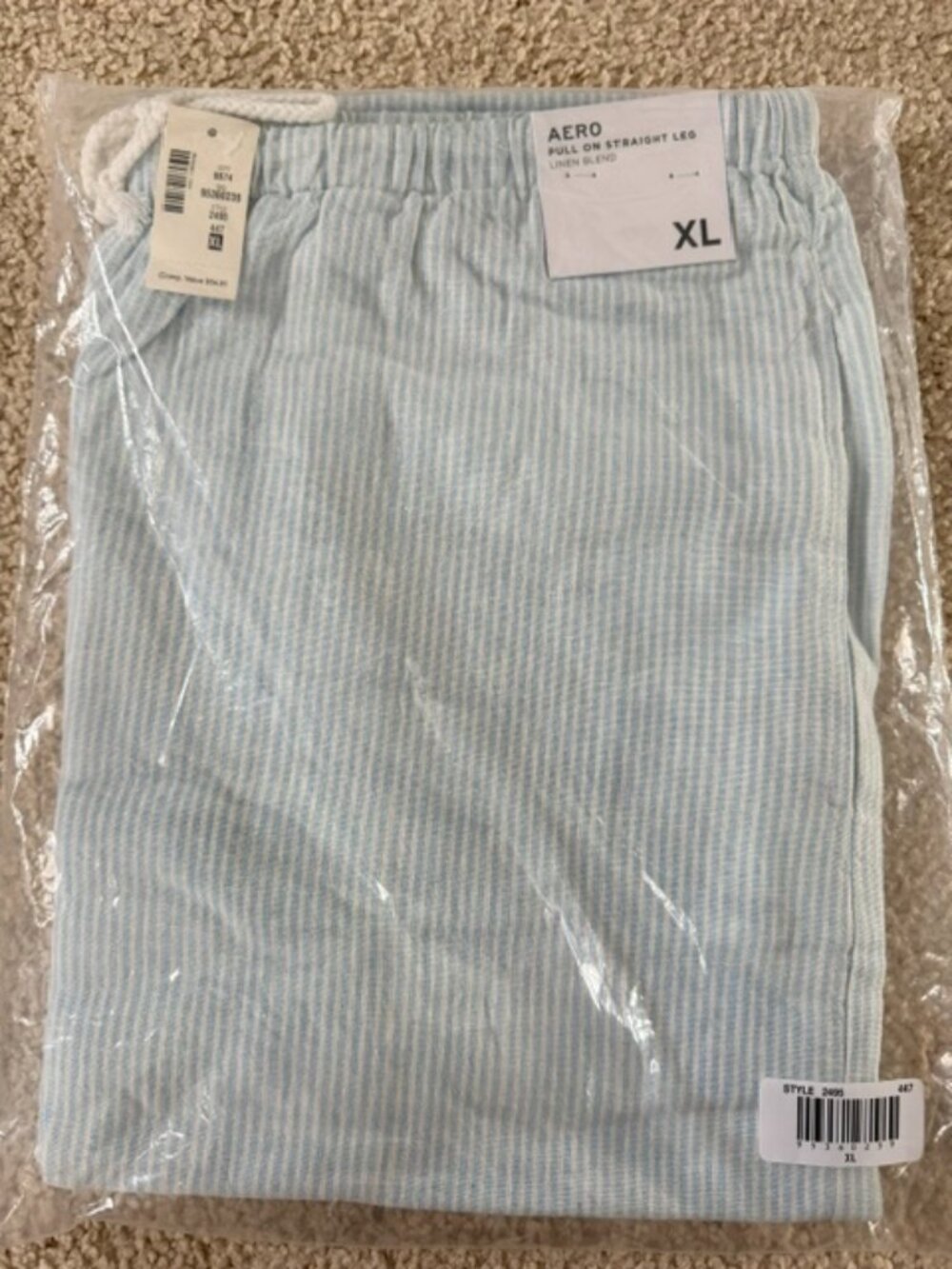 Aeropostale Pull On Straight Leg Linen Blend Pants, XL, NEW IN PACKAGING